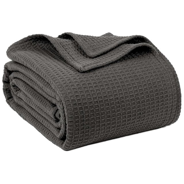 Mantas QUBA LINEN, 100% algodón, tejido gofrado, tamaño queen