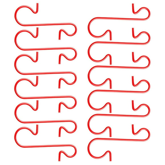 Ruiboury S-shaped Metal Hooks Swirl Spiral Ornament Hanger Christmas Tree Decoration Accessories, Red