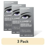 (3 pack) LUMIFY Redness Reliever Eye Drops, Brimonidine Tartrate 0.025%, Works in 1 Minute, Lasts up to 8 Hours, Sterile, 0.08 FL OZ