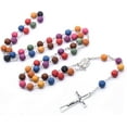 thumbnail image 3 of Handmade Wooden Resin Crucifix Rosary Beads Chain Pendant Necklace Colorful Love Heart Catholic Cross Virgin Mary Jesus Necklace for Women Men Religious Lord Praying Jewelry Gift, 3 of 12