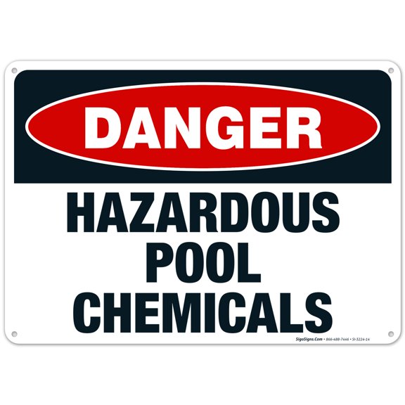 Danger Hazardous Pool Chemicals Sign, Osha Sign,