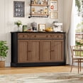 thumbnail image 2 of Homfa Buffet Cabinet with Drawers, 53.5”W Sideboard Storage Cabinet with Adjustable Shelf for Kitchen Dining Room, Oak & Black, 2 of 7