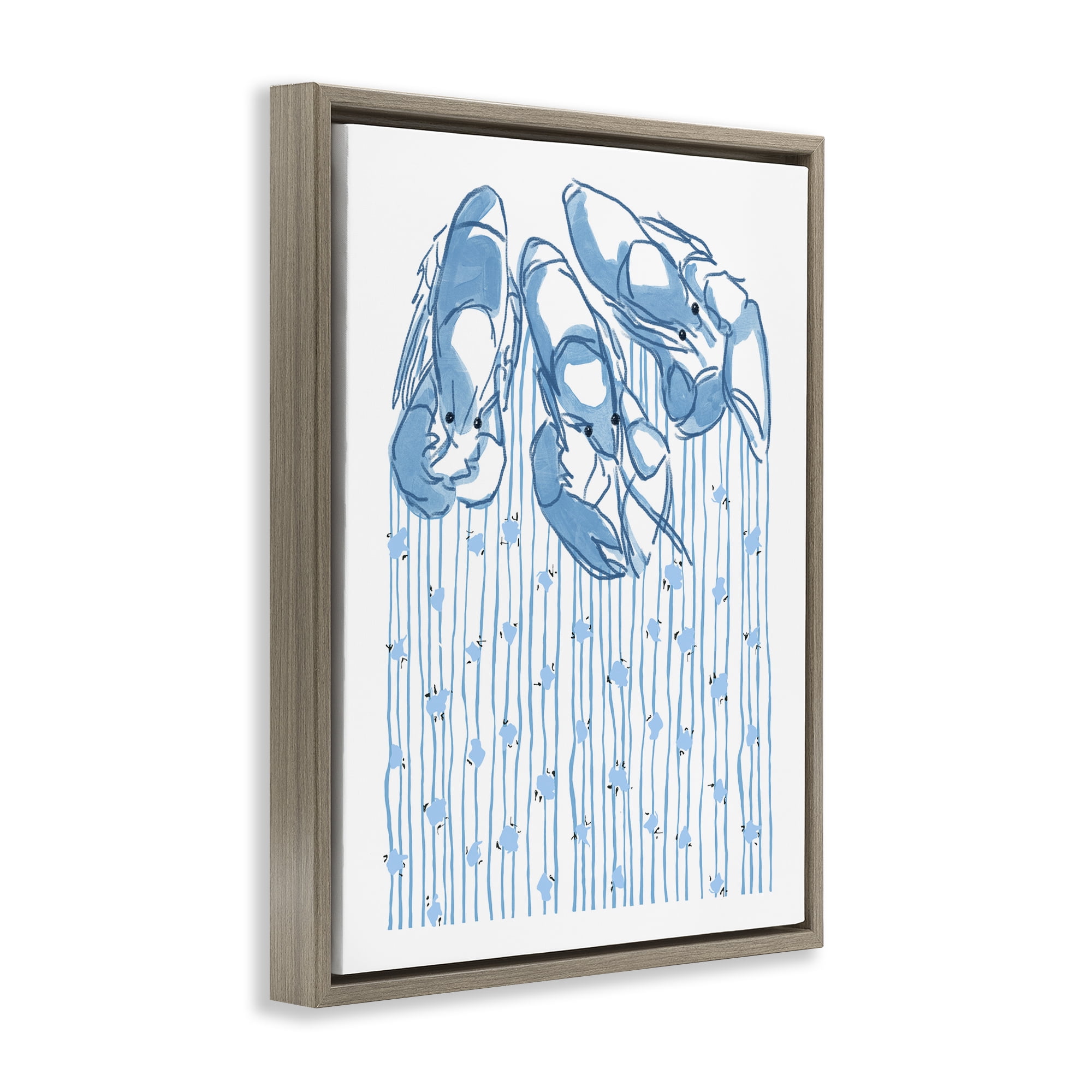 Stupell Industries Lobster Trio with Strings Brown Framed Floater Canvas Wall Art, design by Melissa Tilley