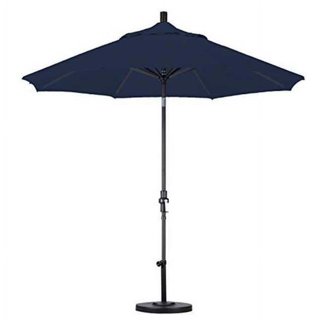 California Umbrella GSCU908302-SA39 9 ft. Round Aluminium Umbrella Collar Tilt & Black Pole, Pacifica Navy Blue