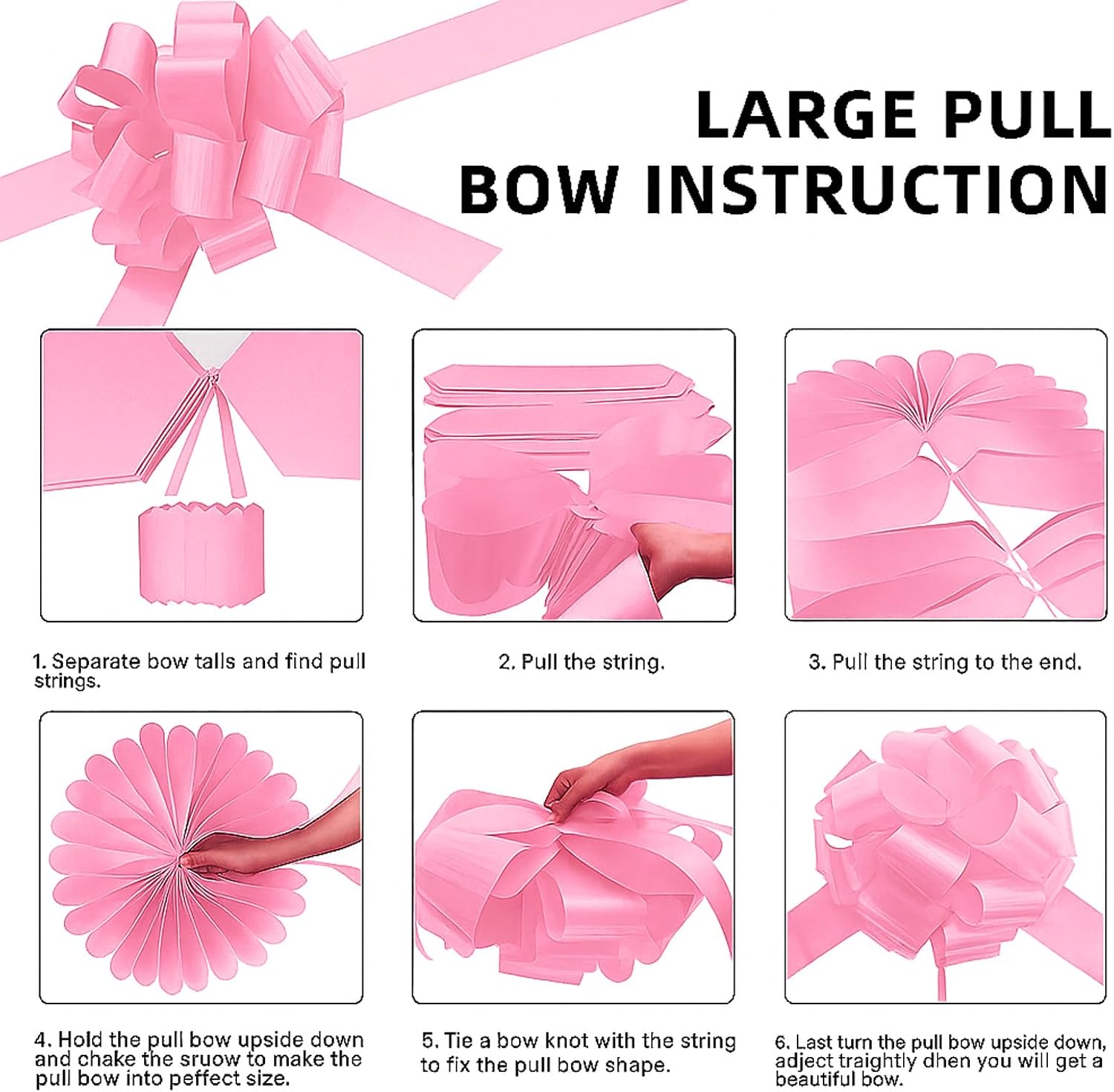 Big Car Bow Pink Color, 20 inch Round Shape Present Bow, Giant Birthday Huge Car Bows, Christmas Bows for Present Wrapping Decor
