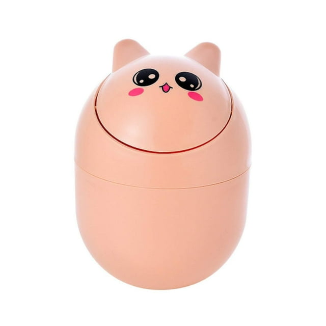 Papelera para escritorio Mini papelera para escritorio con tapa abierta, diseño desmontable de dibujos animados, estilo lindo, bote de basura para almacenamiento doméstico