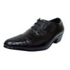 DItalo 5635 Mens BLACK Leather Comfort CUBAN HEEL Lace-Up Fashion Dress Shoe (6)