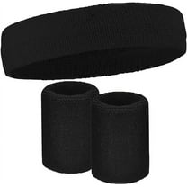 Terry Cloth Sweatbands Set - Stretchy & Soft Cotton Headband & Wristbands