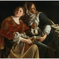 thumbnail image 2 of Artemisia Gentileschi 20x20 Black Ornate Framed Double Matted Museum Art Print Titled: Judith and Her Maidservant with the Head of Holofernes, 2 of 5