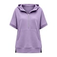 thumbnail image 5 of NinXxx Women's Loose Short Sleeve Zipper Pocket Hoodie Top Purple XL, 5 of 6