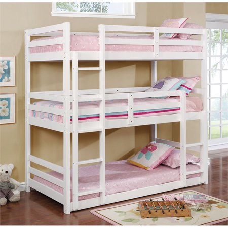 Furniture Of America Millicent Triple Twin Bunk Bed In White