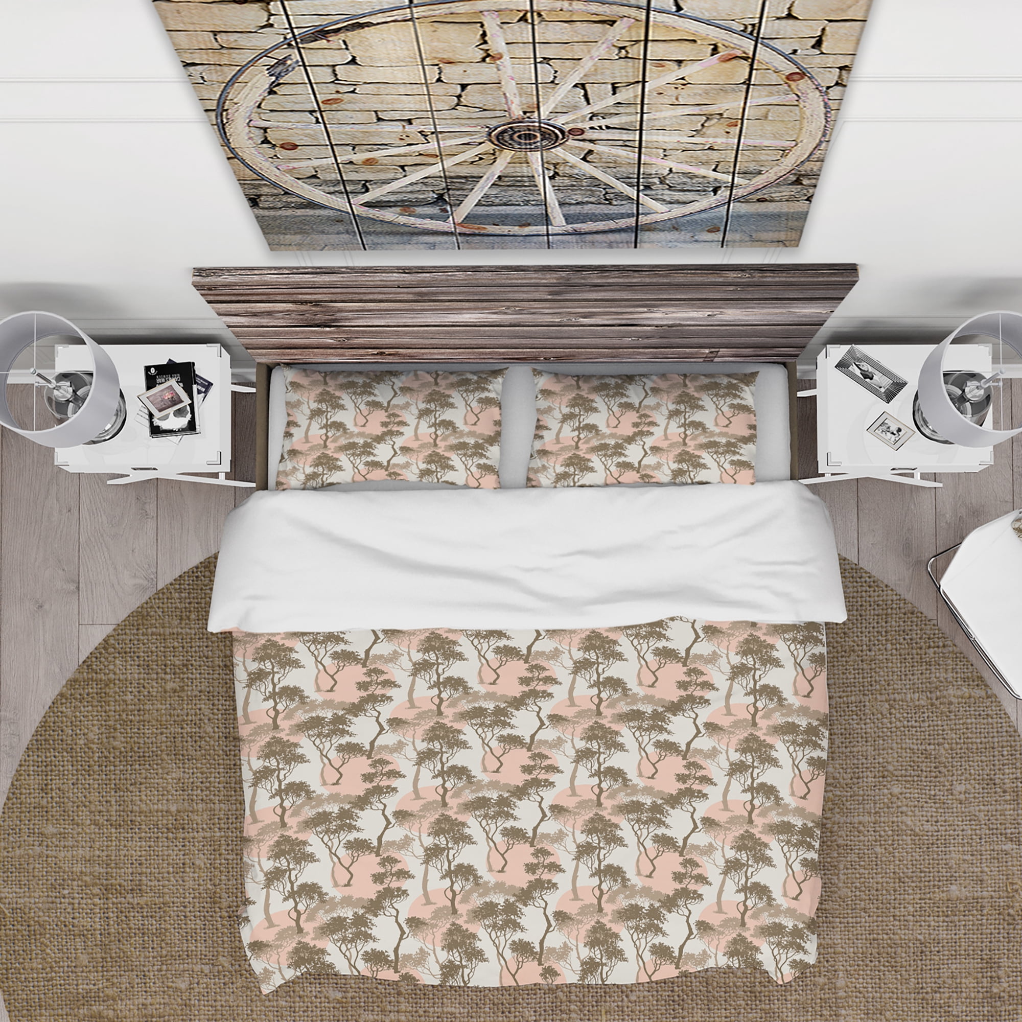 Designart 'Trees Under The Full Moon in Forest' Abstract Duvet Cover Set