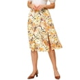 thumbnail image 1 of INSPIRE CHIC Women's High Waisted Split Hem A-Line Floral Skirts Yellow M, 1 of 5