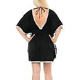 thumbnail image 3 of HAPPY BAY Women's Beachwear Summer Swim Beach Dress Cover ups for Swimwear Women Plus Size Swimsuit Coverups for Women Cover-up Mini Kimono L-XL Black, Solid, 3 of 5