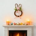 thumbnail image 5 of Drmagihm Easter Bunny Rattan Wreath, 10.2" Small Rabbit Shaped Garland with Flower & Eggs, Spring Wall Hanging Decor for Window & Indoor, 5 of 9