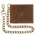 thumbnail image 3 of RFID Safe Biker Rustic Brown Leather Slim Bi-Fold Chain Wallet for Men's and Adult J520 by JTC, 3 of 4