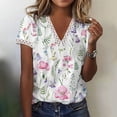 thumbnail image 1 of Pntutb Casual Mujer Cuello en V Verano Sexy Gradiente Estampado Regular Mujer Manga corta top Pntutb Pntutb-4078, 1 of 8