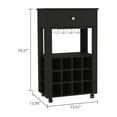 thumbnail image 3 of Depot E-Shop Margh Bar Cart, 12 Wine Cubbies, Drawer, Glass Rack, Caster Wheels, Black, 3 of 5