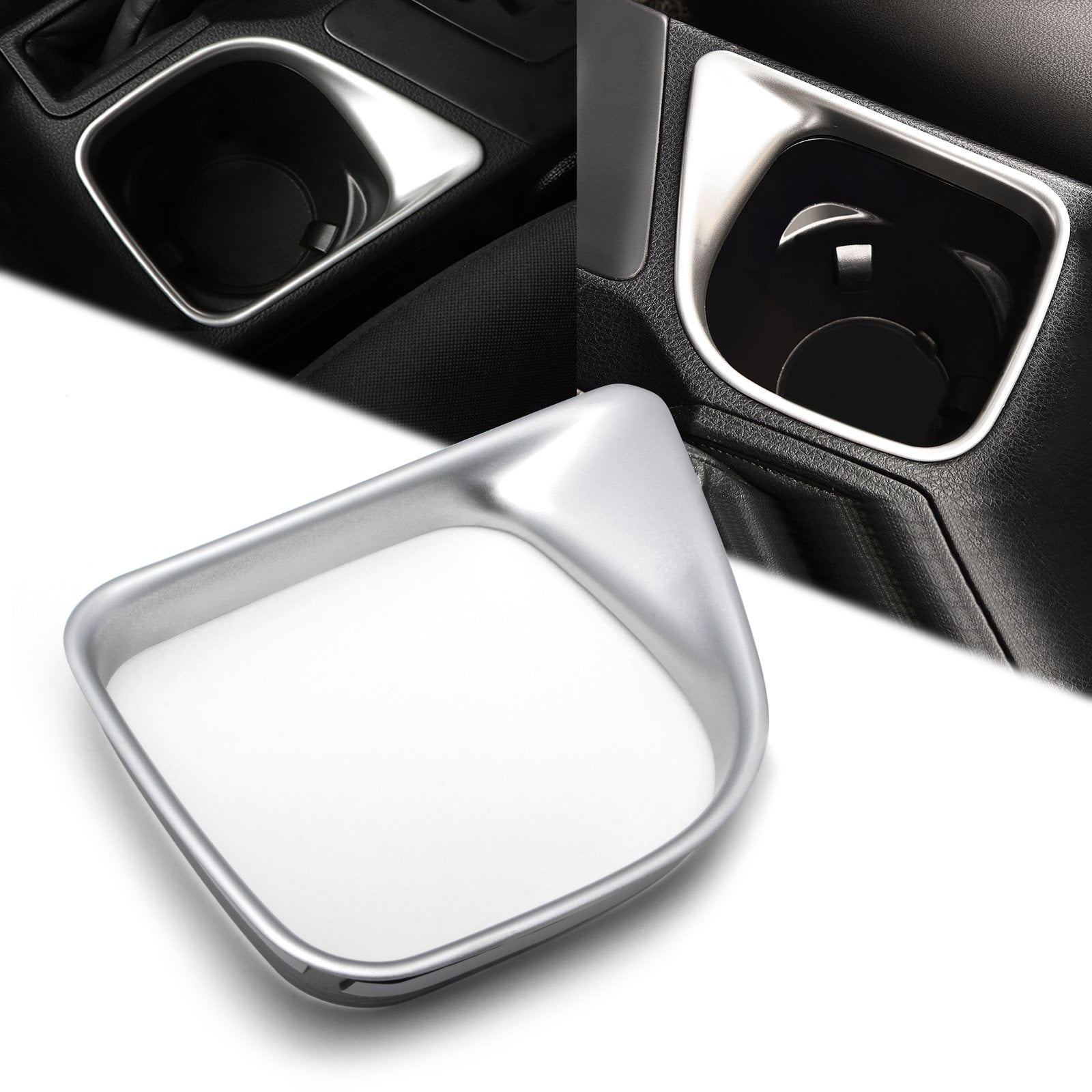 Xotic Tech 1pcs ABS Chrome Car Interior Cup Holder Panel Frame Cover