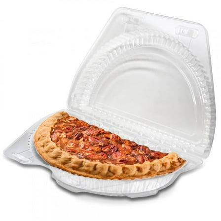 DFI LBN-9000 9" Clear Plastic, Half Pie Container with Shallow Locking Hinged Lid | 250 Count