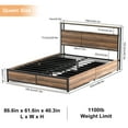 Queen LED Bed Frame with Power Charging Station and USB Ports, Metal