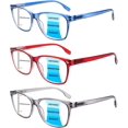 thumbnail image 1 of 3 Packs Lunettes de Lecture Multifocalisation Progressive Charnière à Ressort Bloquant la Lumière Bleue pour Femmes Hommes, 1 of 7