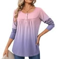thumbnail image 2 of yievot Fall Tops for Women Long Sleeve Shirts Button Crew Neck Casual Blouses Dressy Pleated Tunics Trendy Clothes, 2 of 6