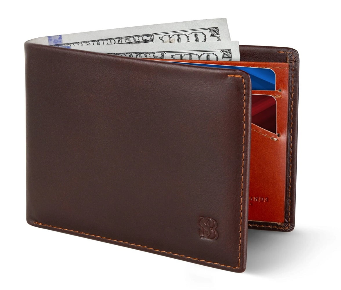SERMAN BRANDS Mens Slim Bifold Wallet | RFID Blocking Minimalist ...