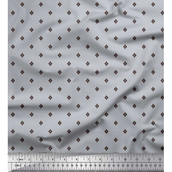 Soimoi Polyester Crepe Fabric Aztec Small Print Fabric by Yard 52 Inch Wide