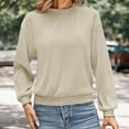 thumbnail image 3 of BLCHUNen Long Sleeve Shirts for Women Ribbed Crew Neck Pullover Casual Fall Tops Workout Lounge Sports Fashion Blouses, 3 of 6