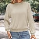 thumbnail image 3 of Ailaofu Womens Tops Trendy Dressy Casual Long Sleeve Crewneck Basic T Shirts Solid Loose Textured Blouses Outfits, 3 of 4