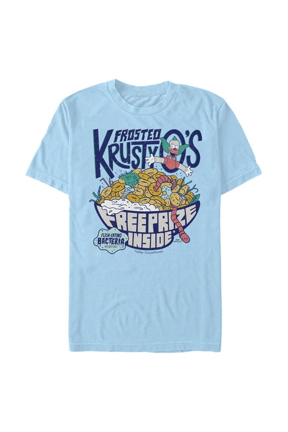 Men's The Simpsons Frosted Krusty O's Graphic Tee Light Blue Large
