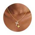 thumbnail image 3 of Initial Necklaces for Women Gold - Diamond Cross with Letter L Pendant, Alphabet Necklaces for Mom Girlfriend Wife Daughter Grandma, Personalized Jewelry Gifts for Birthday Anniversary Christmas, 3 of 9