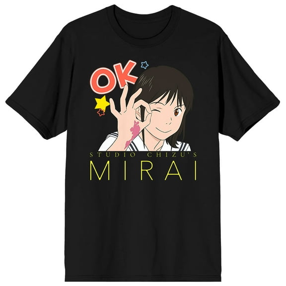 Mirai OK Sign Adult Black Crew Neck Short Sleeve T-shirt-Medium