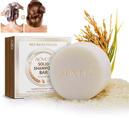 Aliver Rice Water Solid Shampoo Bar, Vegan & All Natural Hair Gro_u_p Shampoo Bar, Strengthening Weak or Damaged Hair - 3.2 oz