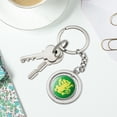thumbnail image 5 of Hidden Temple Green Monkeys Keychain Spinning Round Chrome Plated Metal, 5 of 6