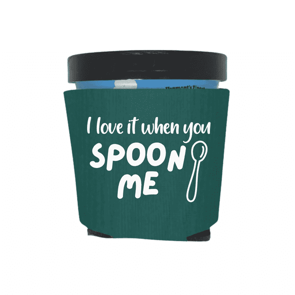 Ice Cream Pint Cooler, I Love It When You Spoon Me, Ice Cream Pint Sleeve, Funny Party Favor and Gift Ideas, Foam Holder for Ice Cream Lover (Teal)