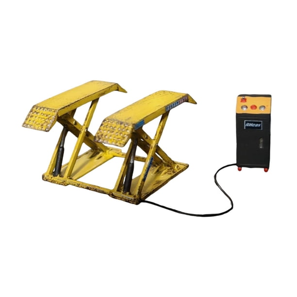 Modelo de elevador a escala 1:64, elevador de automóviles en miniatura, simulación creativa, pintado a mano, juguete de simulación, colección robusta, Aspecto rústico amarillo