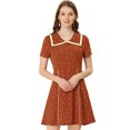 thumbnail image 1 of INSPIRE CHIC Robe Évasée à Manches Courtes avec Col Poupée Imprimé Cœur pour Femmes, 1 of 6