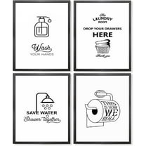 Black and White Funny Bathroom Wall Art Prints,Bathroom Pictures Wall Decor Modern Minimalist Creative Bathroom Prints Signs Bathroom Toilet Wall Art Canvas Painting Home Wall Decor 8x10in UNFRAMED