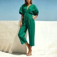 thumbnail image 2 of PNTUTB Women’s Fashion V-Neck Short Sleeve ASdjustable Strap Zipper Pockets Jumpsuit Pants, 2 of 7