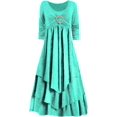 thumbnail image 4 of Robes de Printemps pour Femmes Décontractées Manches 3/4 Longue Robe Évasée Basique Plage Vacances Travail Maxi Robe 2025, 4 of 4