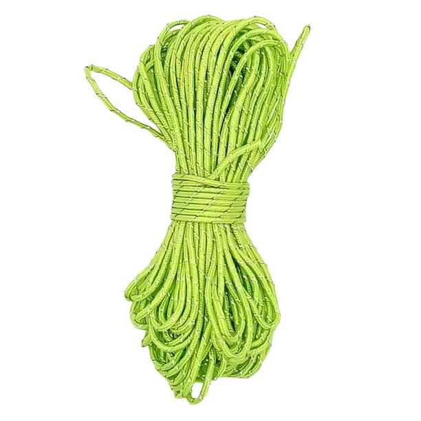 Cuerda reflectante de 2 mm y 20 m, cuerda fluorescente verde para tiendas de campaña, cuerda resistente al viento