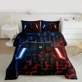 thumbnail image 2 of Homewish Teens Colorful Gamepad Bedding Comforter Set,Stereoscopic Geometric Plaid Twin Comforter Sets,Red Blue Black Bedding Set For Boys Kids,Luxury Bedroom Decor Reversible,2pcs, 2 of 8