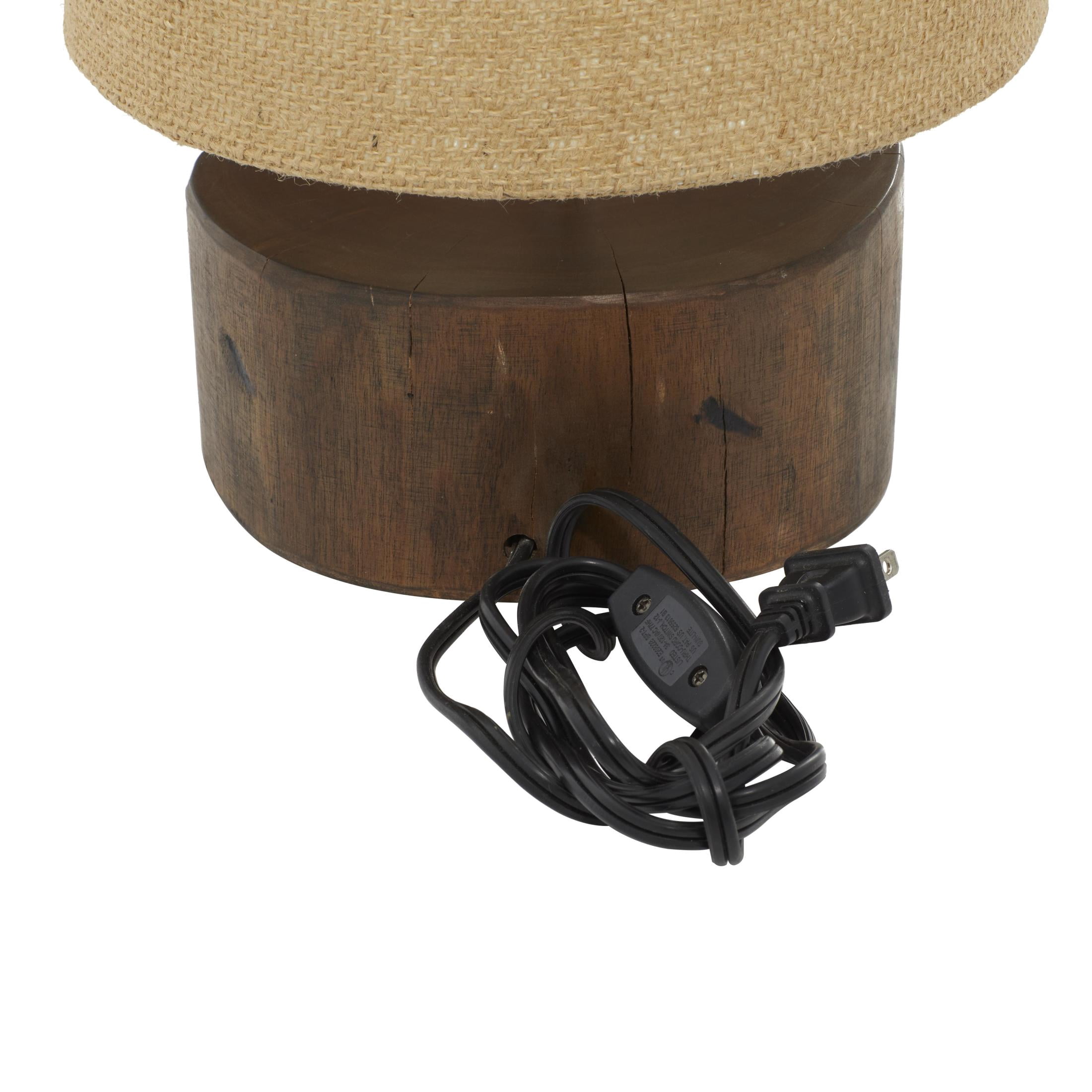 DecMode 14" Low Profile Dark Brown Table Lamp with Brown Linen Shade