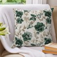 thumbnail image 3 of Pillow Covers 18x18 Set of 2, Green Florals Throw Pillow Covers Decorative Couch Cushion Cover, Farmhouse Botanical Peonies Vintage Leaves Microfiber Soft Pillowcases for Bedroom Living Room Sofa, 3 of 9