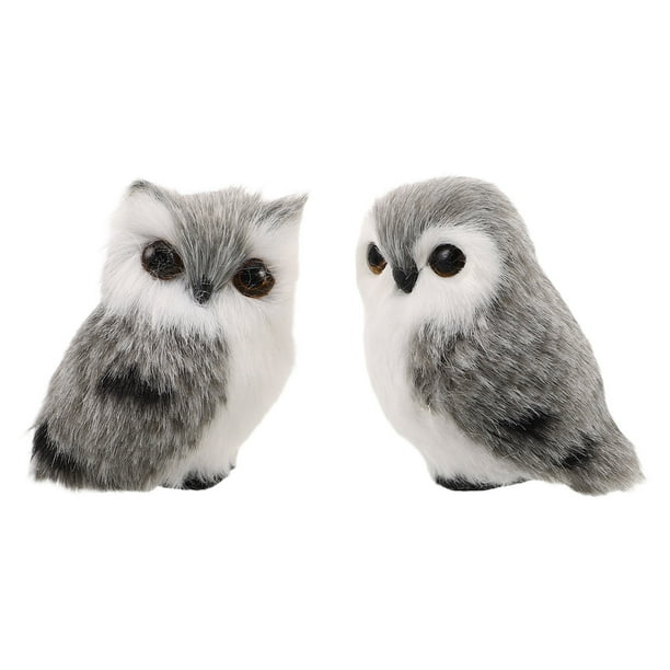 2 búhos de peluche: búho gris de peluche suave, ideal como decoración para bodas, fiestas de cumpleaños y otras ocasiones.