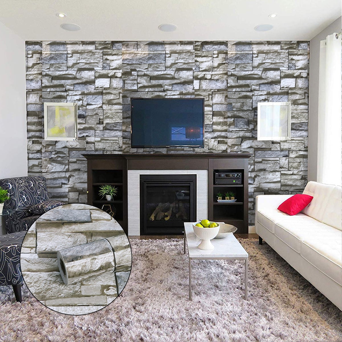 Home Cal Stone Peel and Stick Wallpaper Roll Waterproof SelfAdhesive