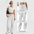 thumbnail image 5 of Women's Wide Leg Cargo Sweatpants - High Waisted Drawstring Stretchy Cotton Pants, Baggy Pleated Athletic Trousers with 4 Pockets, 5 of 8