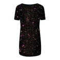 thumbnail image 5 of Jienlioq Hauts Uniques pour Femmes Mode Décontractée Imprimé Court devant et Long derrière Manches Courtes Raglan Col en V, 5 of 5